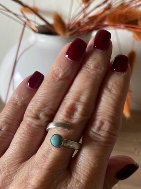 Sterling Silver Turquoise Open Ring~ Size 7